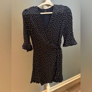 Loft Navy Polka Dot Wrap Romper